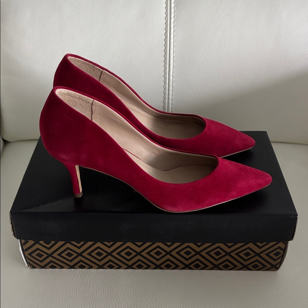 NIB CHARLES BY CHARLES DAVID Addie suede Pump 6.5M in Scarlett Red